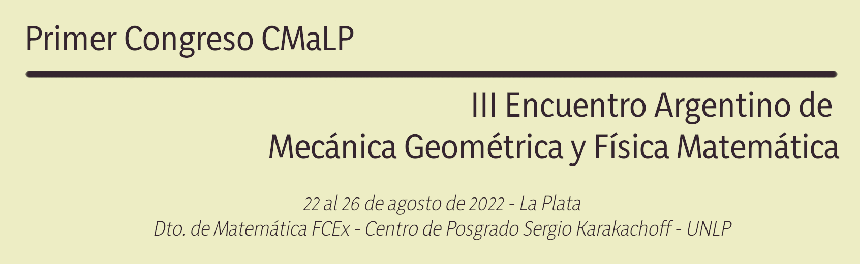 I Congreso CMaLP - III Encuentro Argentino de Mecánica Geométrica y Física Matemática Logo